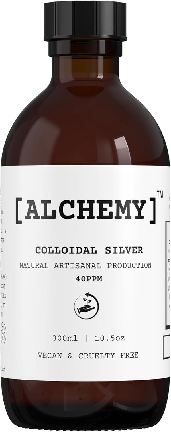 Colloidal Silver Refill 300Ml ● 40 PPM ● Superior Concentration, Artisanal Production, Better Results ● Made in the UK ● [Alchemy] Natural