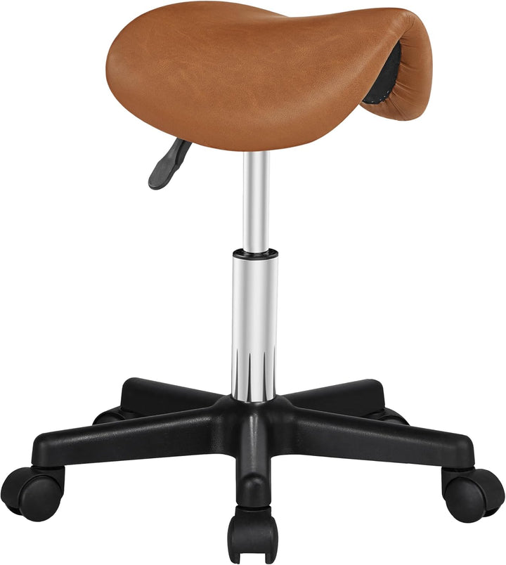 Saddle Stool Adjustable Rolling Salon Chair Swivel Rolling Wheels & Ergonomic for Hairdressing Massage Tattoo Spa Saddle Black