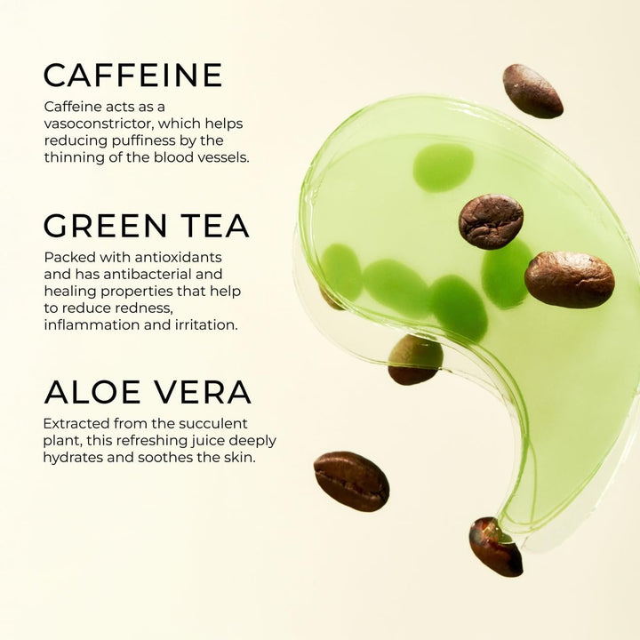 the Depuff Eyespresso, Depuffing Caffeine & Green Tea Eye Patches, Reduce Puffiness & Rejuvenates Tired under Eye Area, Vegan Korean Eyepatches for All Skin Types, 60 Pcs / 90 G