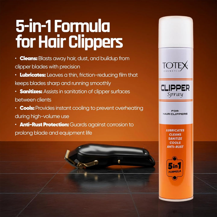 Clipper Spray 400Ml – 5-In-1 Lubricates, Cleans, Disinfects, Cools & Anti-Rust | Disinfectant Spray for Hair Clippers, Trimmers, Electric Shavers, Barber Use