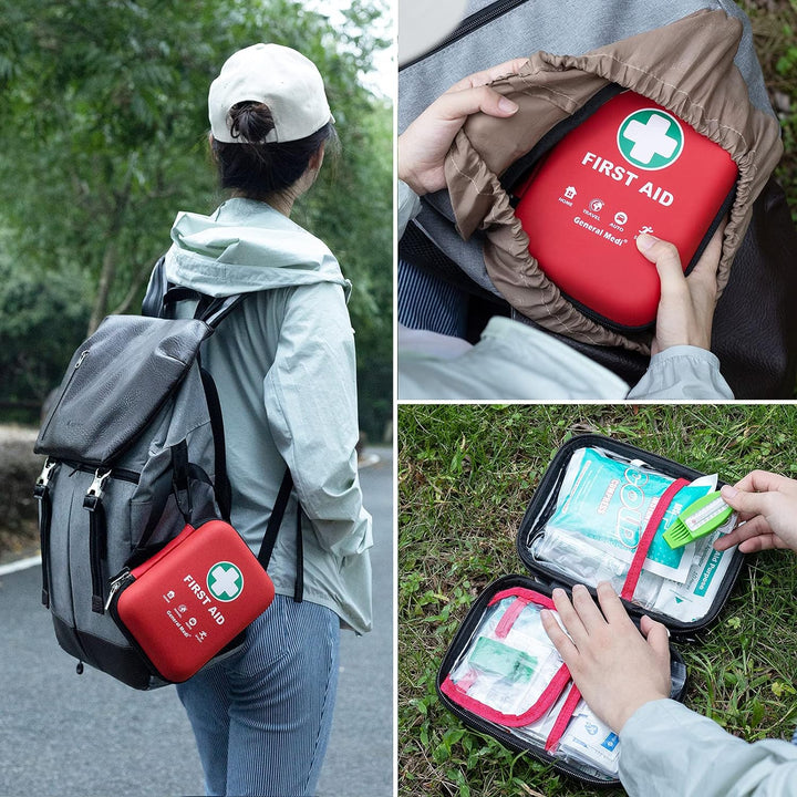 First Aid Kit - 170 Pieces Hard Case and Lightweight - Includes Instant Cold Pack,Emergency Blanket for Travel, Home, Office, Vehicle