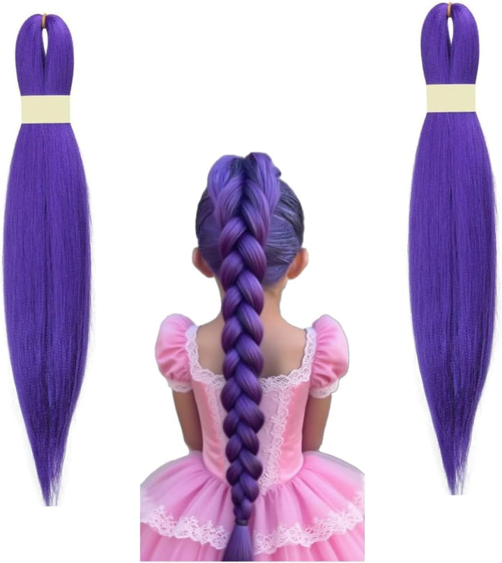 Anime H_Hunterss Rum Wig, Purple Hair Extensions for Braiding Purple Braiding Hair Pre Stretched Braiding Hair,26 Inchprestretched Braidings Hairs P-Urple Christmas Costume Cosplay Stage Partiesie