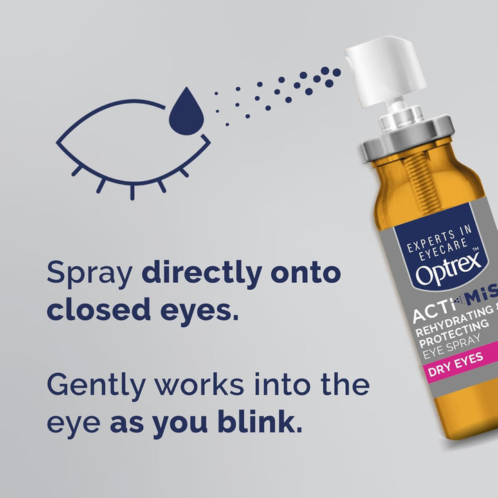 Actimist, Dry Eyes, 10Ml, Rehydrating & Protecting Eye Spray ,Instant, Long-Lasting Relief, Dual Action Relief for Tired, Dry Eyes, Treatment for Discomfort and Fatigue, Easy to Apply