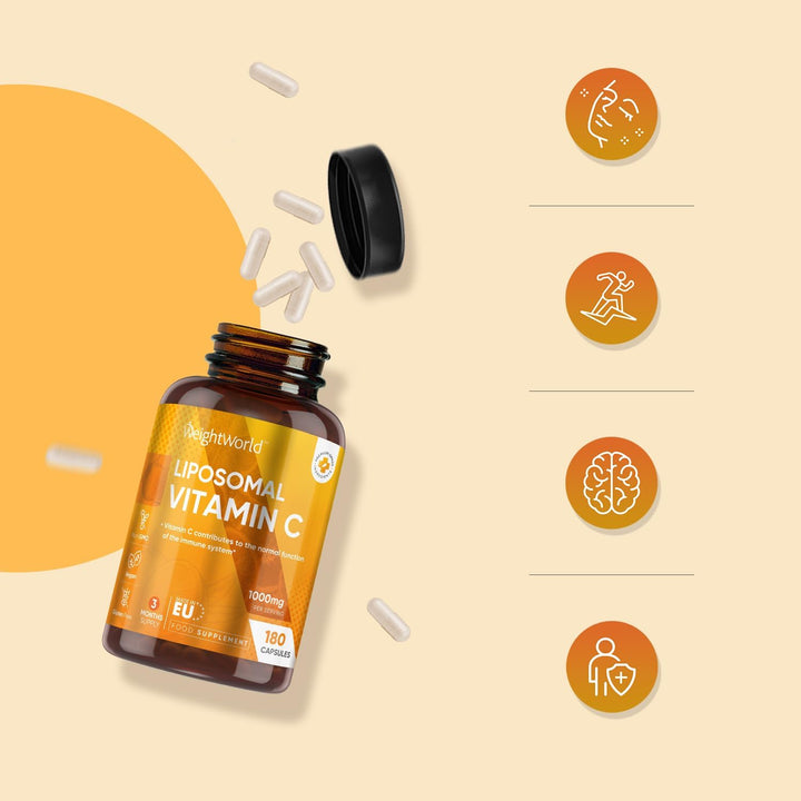 Liposomal Vitamin C Capsules 1000Mg - 180 Vegan Capsules (3 Months Supply) - L-Ascorbic Acid with Rosehip & Sunflower Phospholipid - Non-Gmo & Gluten-Free - Liposomal VIT C Supplement for Men & Women