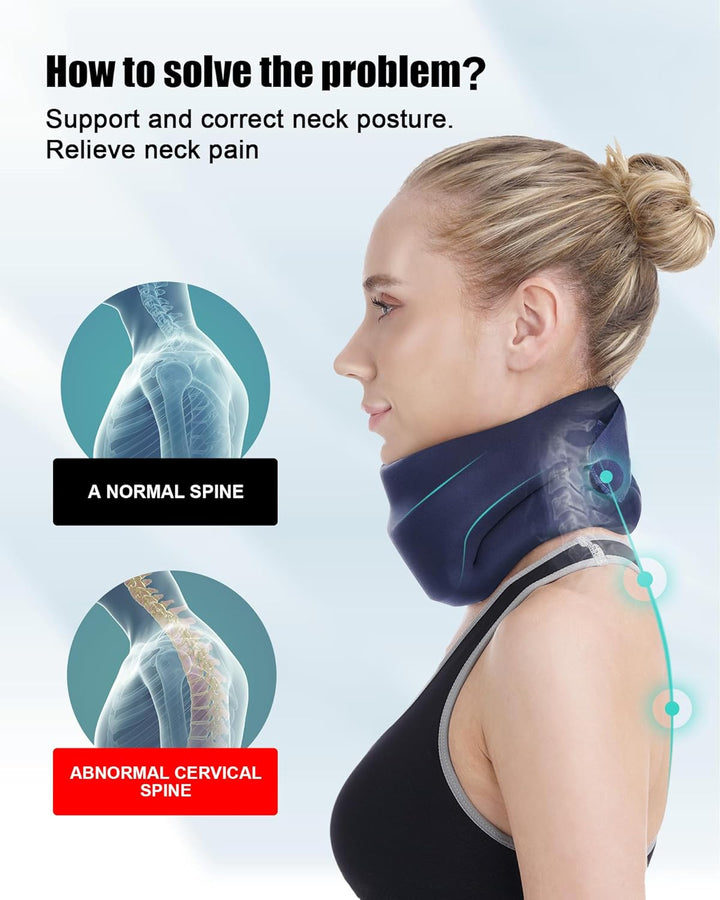Soft Foam Neck Brace, Universal Cervical Collar, Adjustable Neck Support Brace for Sleeping (M)