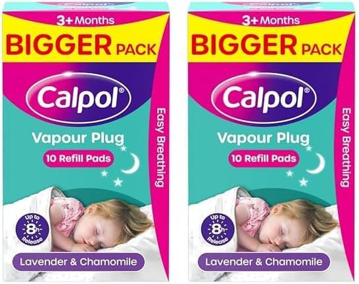 Vapour Plug Refills XL 10 Count (Pack of 1), Lavender & Chamomile, Helps with Clear and Easy Breathing, Vapour Plug in & Nightlight Refill Pads for Soothing 8 Hour Night-Time, 3+ Months
