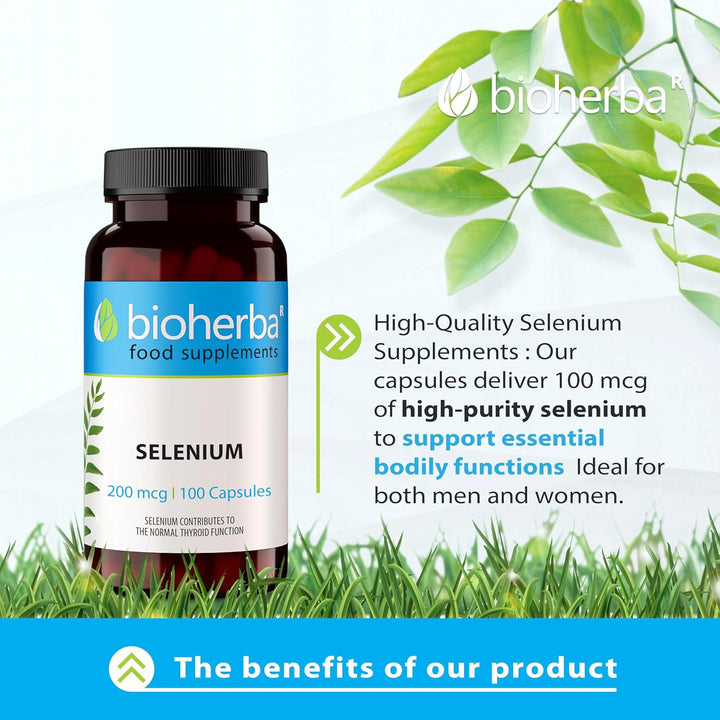 Selenium 200 Mcg – 100 Capsules | Antioxidant and Immune Support for Hair and Nail Health by