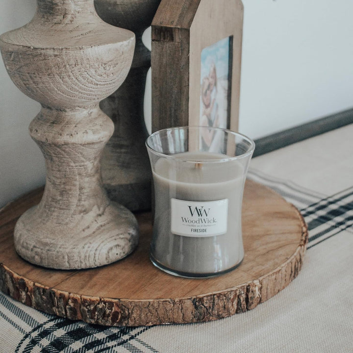 Medium Hourglass Scented Candle | Fireside | with Crackling Wick | Burn Time: up to 60 Hours | Gifts for Women