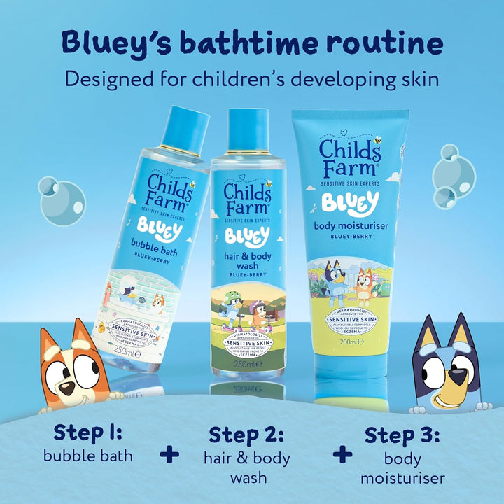 Kids Bluey Bubble Bath, Bluey-Berry | Gently Cleanses & Soothes | Suitable for Dry, Sensitive Skin, 250Ml