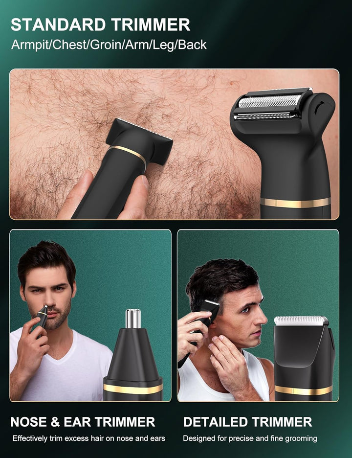 Manscape Body Trimmer Men 3 in 1, Pubic & Ball Trimmer Man IPX7 Waterproof, Rechargeable Body Shavers for Men with 2 Combs, Painless Nose Hairs Trimmer for Man,Wet & Dry