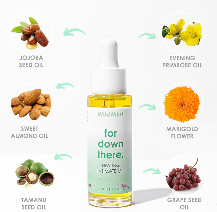 Healing Intimate Oil for down There | Ingrown Hairs, Razor Bumps after Shaving Bikini Line | Fragrance-Free Natural Itch Relief for Dry Skin | UK Made Vegan & Cruelty-Free Skincare | 30Ml