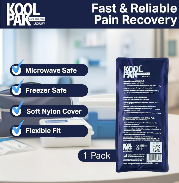 Hot and Cold Gel Packs Reusable - 12Cm X 29Cm Microwaveable Heat Pack for Pain Relief - Long-Lasting Therapy with Soft Nylon Cover - Flexible Design for Stomach, Back, Neck & Legs (Pack of 1)