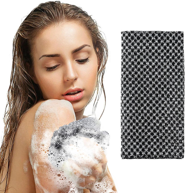2 Pcs Japanese Exfoliating Shower Towel - Antibacterial, Multi - Use for Scrubbing, Lathering and Dead Skin Removal, Ideal for Sensitive Skin Adults