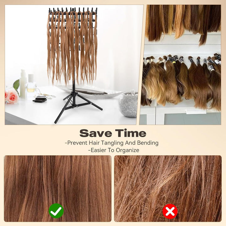 Braiding Hair Rack,Hair Extension Holder with 144 Pegs,Adjustable Height Braiding Rack & Wig Storage Stand,Double Sided Salon Tool for Salon Home Use
