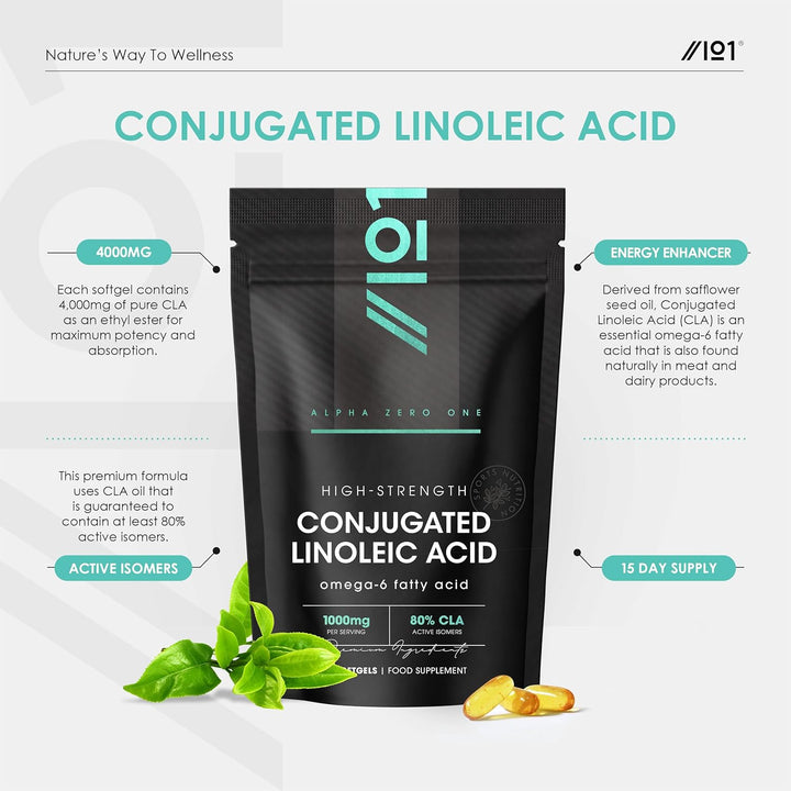 CLA Softgels 4000Mg – Conjugated Linoleic Acid (CLA) Tonalin from Safflower Oil – 60 Softgels – Cold Pressed – Resealable and Recyclable Pouch by