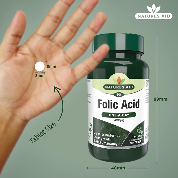 Folic Acid 400Mcg – Supports Prenatal Health, Red Blood Cell Formation, DNA Synthesis – Vegan, Non-Gmo, Gluten-Free – High Potency Natural Supplement – 90 Tablets