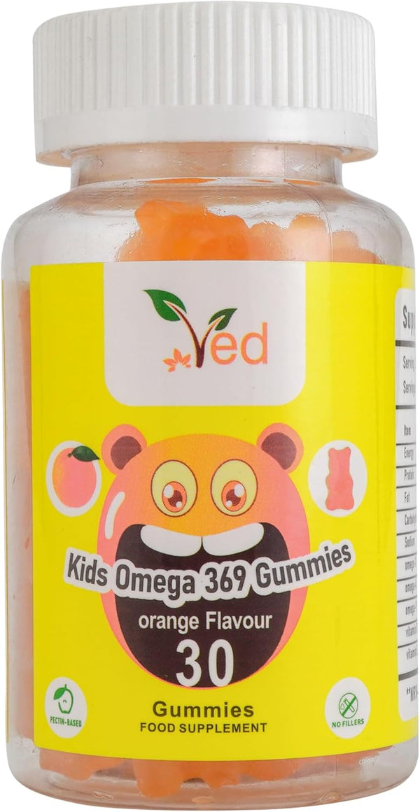 Omega 3 6 9 Gummie Kids,15 Day Supply, Natural Orange Flavour, 30 Chewable Vegan Gummies, Vegetarian Friendly, Energy & Immune System, Kids Omega 3 6 9 Gummies, GMO & Gluten Free.