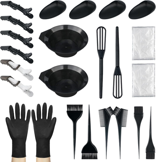 24 Pcs Hair Dye Coloring Kit, Hair Tinting Bowl, Dye Brush, Ear Cover, Gloves for Hair Tint Dying Coloring Applicator