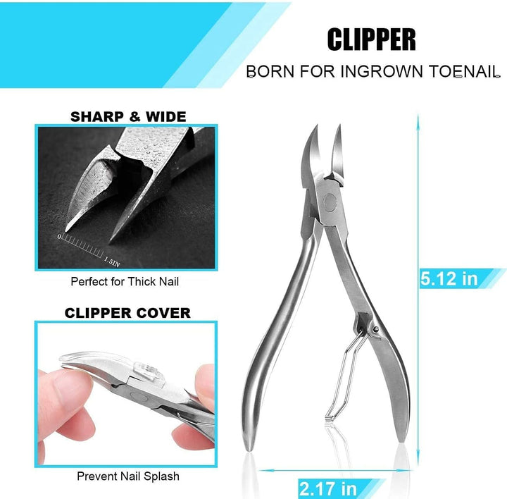 Toenail Clippers Set 7Pcs, Staineless Steel Ingrown Toenail Tool Kit, Professional Toe Nail Nippers Set for Ingrown & Thick Nail, Surgery Grade Manicure Pedicure Tool by