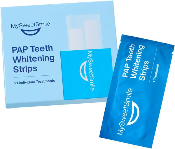 Pap Teeth Whitening Strips - Enamel-Safe, Sensitivity-Free Formula - 42 Peroxide-Free Whitening Strips - Dentist-Approved - Indybest Award-Winning Brand - 21 Treatments - Mint Flavour