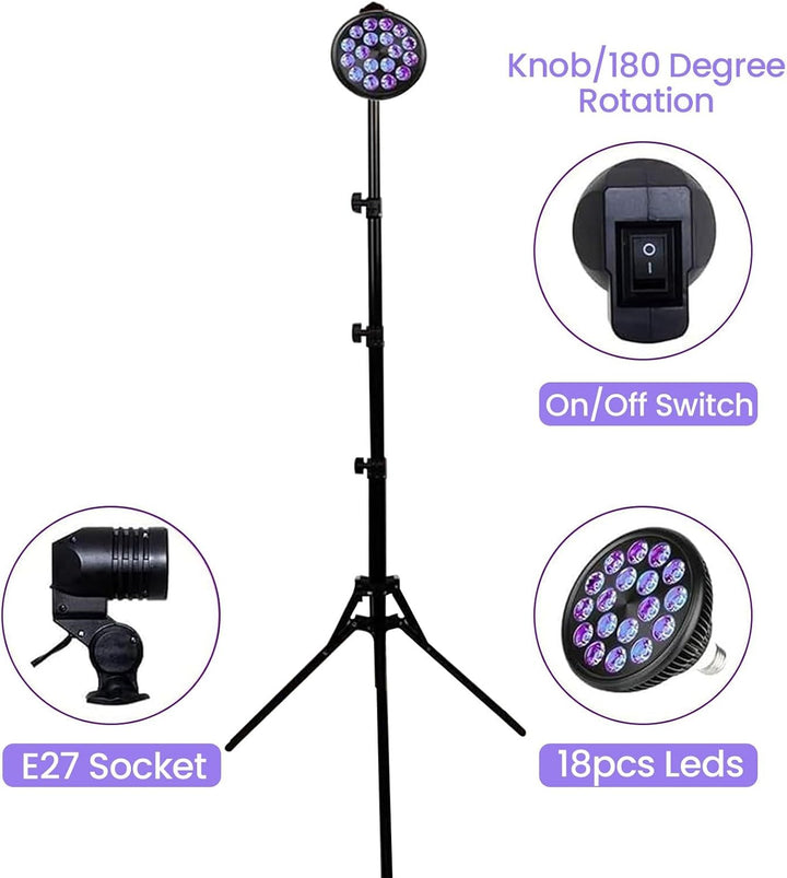 Face Tanning Lamp, 54W Sun Lamps for Tanning, Sun for Home Tanning, Tripod and Lamp Holder for Adjusting Height, 18 Led with Eye Mask for Wheat Skin, Indoor, and Beauty Salons