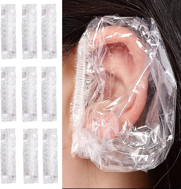 100 Pack Ear Covers for Shower, Disposable Shower Caps, Disposable Ear Protectors for Shower Colorful Waterproof Ear Protectors Ear Shower Caps for Hair Dye, Shower, Bathing, Salon