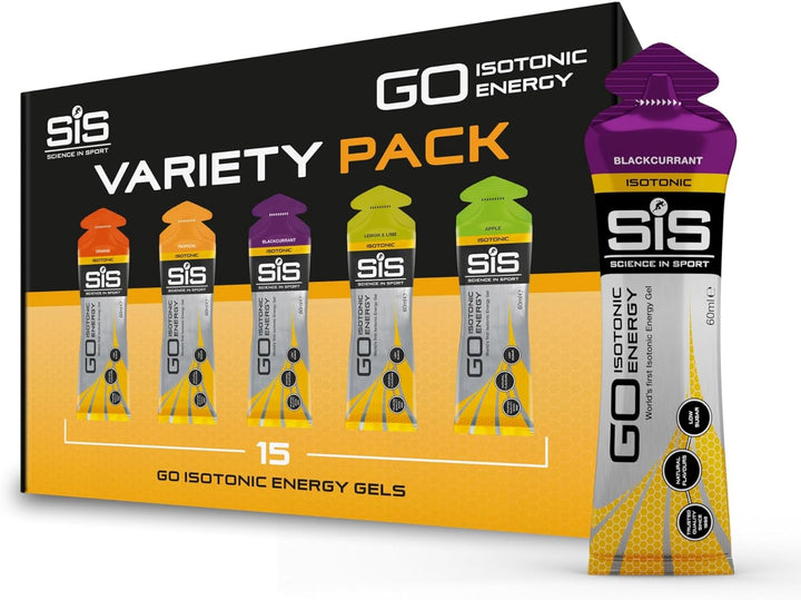 GO Isotonic Energy Gels, Running Gels with 22G Carbohydrates, Low Sugar, Variety Pack of Assorted Flavours, 60Ml per Serving (7 Pack)