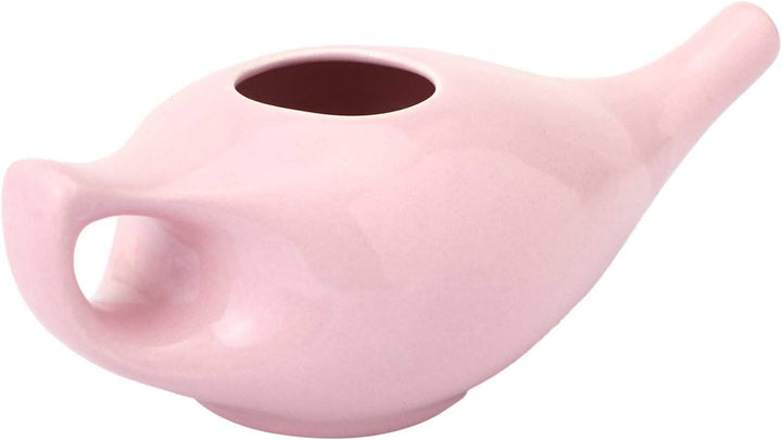 Ancient Impex Porcelain Ceramic Neti Pot with 05 Sachet Neti Salt for Nasal Cleansing - Peach Color