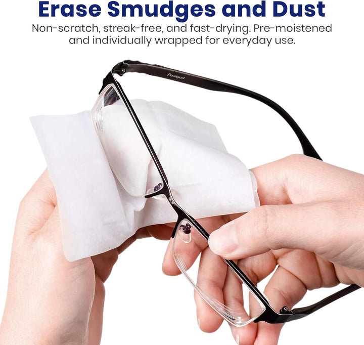 200 Premium Glasses Cleaner Wipes, Individually Wrapped Streak-Free Lens Wipes for Glasses & Quick Drying Spectacle Wipe for Phones, Laptops, Tablets, TV & Cameras – Bulk Pack 5.5" X 4.7"