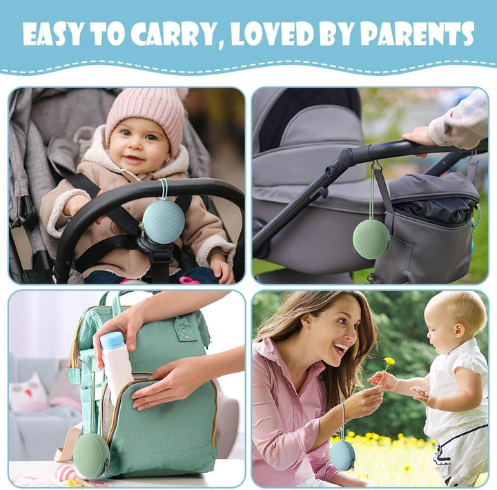 Dummy Holder Set, 2PCS Silicone Dummy Case, Portable Soother Pods for Travel, Home (Green/Blue)