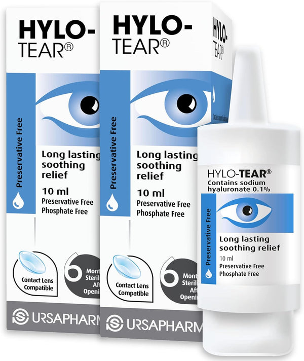 HYLO Tear - Double Pack – Preservative Free Eyedrops – Sodium Hyluronate 0.1%- Eye Drops to Lubricate Dry Eyes – 2X10Ml