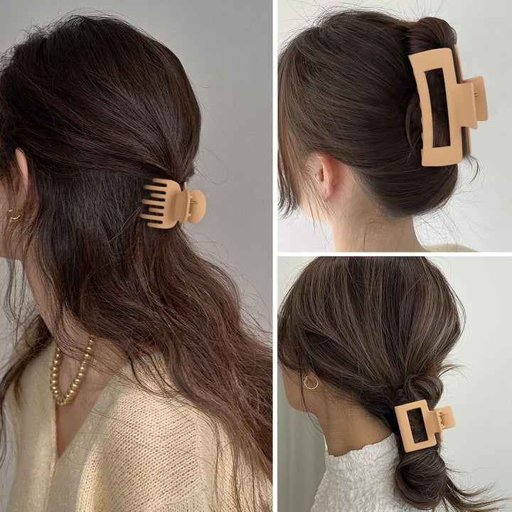 Medium Claw Hair Clips Set for Women - 3 Styles Rectangle Clips for Thick Hair| 3.5 Inch Large Hair Claw Clips for Thick Hair + 2Inch Medium Hair Claw Clips for Fine Hair + 1.5Inch Small Hair Clips