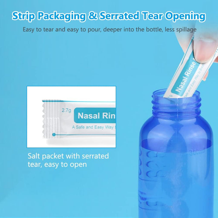 Nasal Rinse Salt, 120 Packs Nasal Irrigation Salt, Cleaning Mix Portable Sinus Rinse Salt, Natural Nasal Sinus Rinse Refill Packets Sinus Relief, Nose Wash Salt for Nasal Wash Irrigation