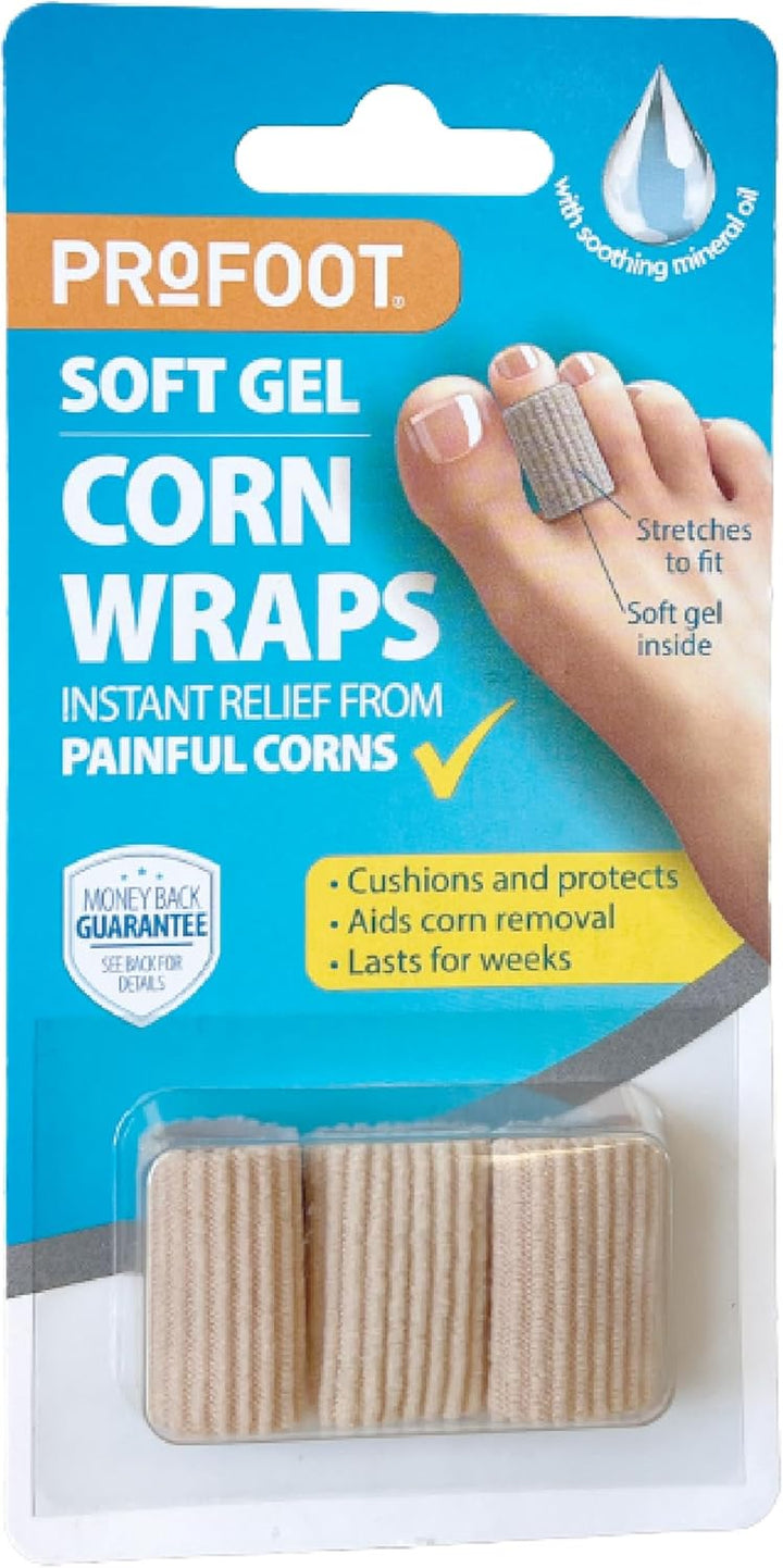 Soft Gel Corn Wraps - Instant Relief from Painful Corns - Cushions and Protects - Contains Soft Gel, Reduces Pressure and Friction - Contains 3 Washable & Reusable Toe Wraps