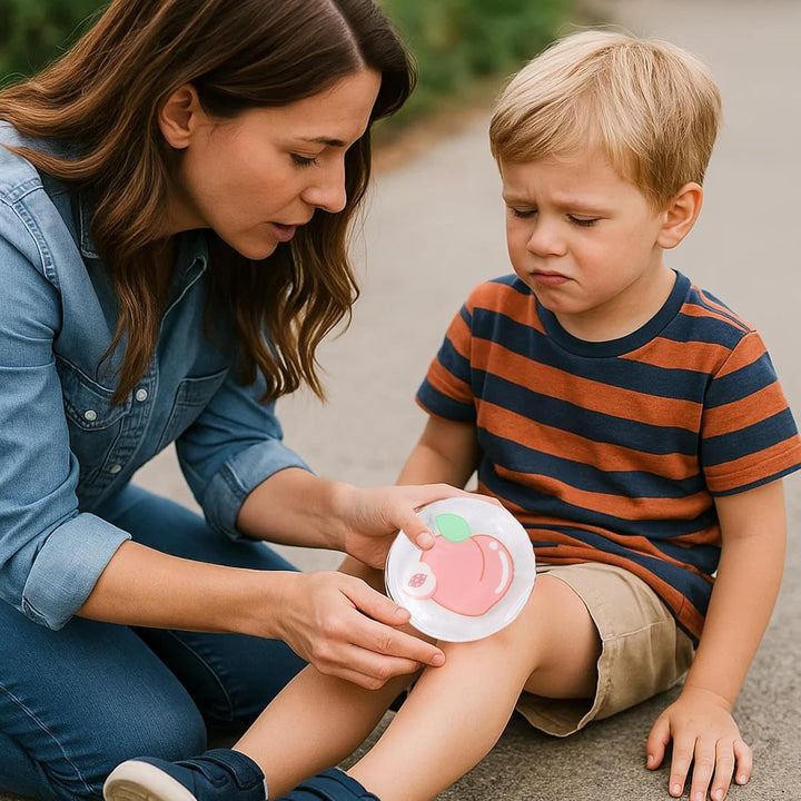 8 Pcs Kids Ice Packs, Mini Ice Packs for Kids, Small Ice Pack for Bumps and Bruises, Headache, Fever, 7X7Cm Reusable with Fun Fruit Designs (Pineapple, Strawberry, Peach, Lemon)