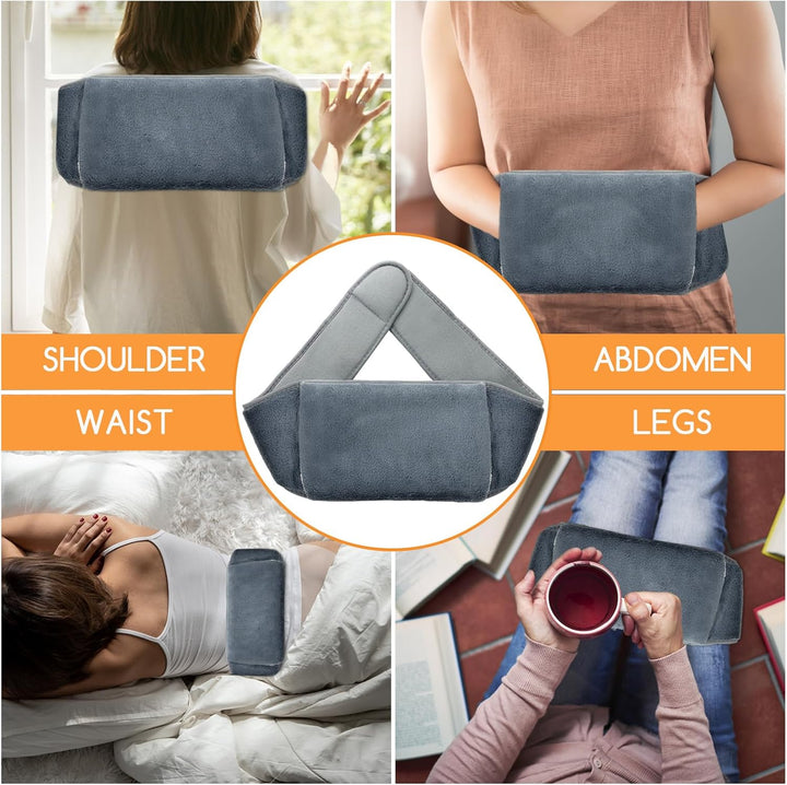 Hot Water Bottle with Soft Plush Wrap around Wearable Warm Water Bag for Period, Hand Feet, Back, Legs, Waist Pain Relief