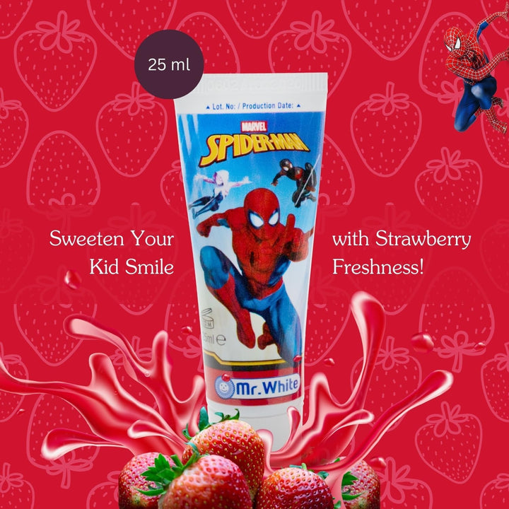 Marvel Spiderman Kids Toothbrush Travel Set – Includes Mint-Flavoured Toothpaste & Soft-Bristle Toothbrush with Suction Cup & Protective Cap | Travel-Friendly Oral Care Kit for Children Ages 3+