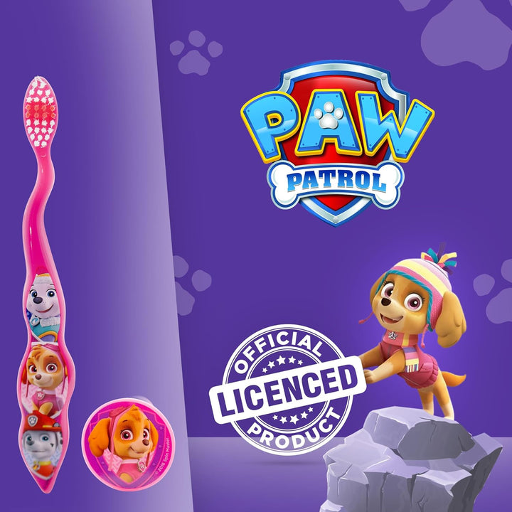 Paw Patrol Skye Little Teeth Toothbrush for Kids with Soft Rounded Bristles, Comfortable Handle Grip and Protection Cap for Children Ages 3+