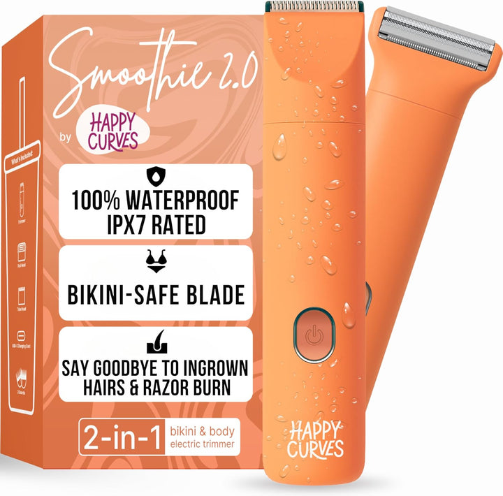 Smoothie 2.0 Bikini Trimmer - Electric Razor for Women, Waterproof Hair Groomer with Adjustable Guards, Personal Shaver for Pubic Hair, Ladies Intimate Shaver and Body Trimmer (Berry)
