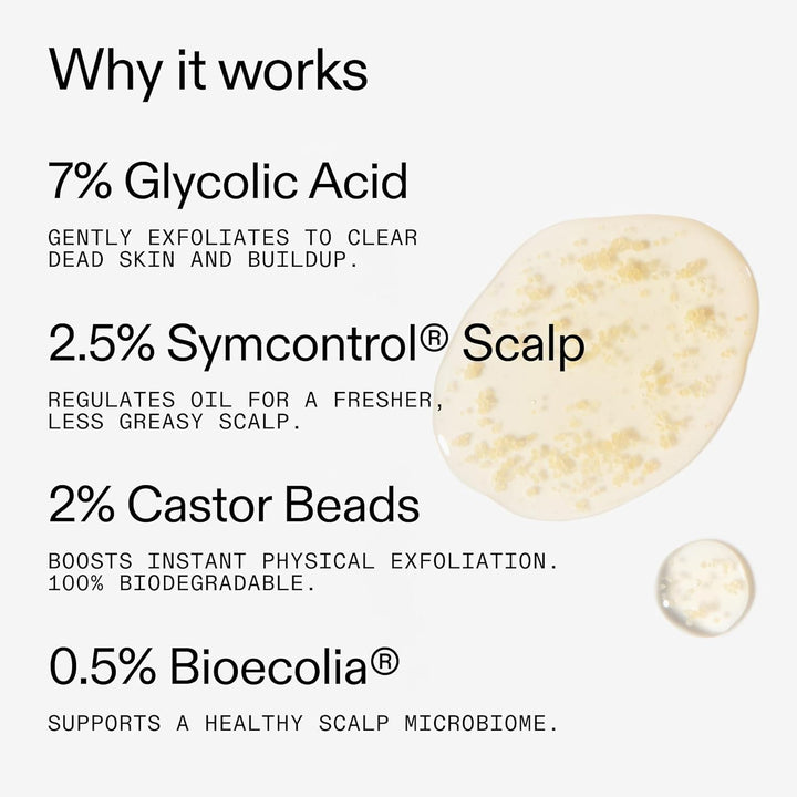 7% Glycolic Acid Exfoliating Scalp Scrub 150Ml, Removes Product Build Up, Hair Growth, Fragrance Free, Suitable for All Hair Types