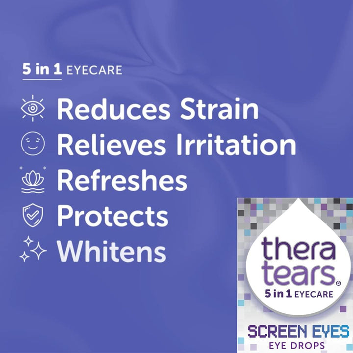 Screen Eyes Eye Drops | Relieves, Refreshes and Whitens Dry, Red or Irritated Eyes from Extended Screen Use | Contact Lens Friendly | 5 in 1 Eye Care Drops | 10Ml