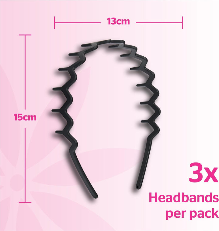 Neutral Zig Zag Headbands – 3 Pack | Stylish Wavy Hair Bands for Women & Girls | Comfortable, Non-Slip, Everyday Hair Accessories