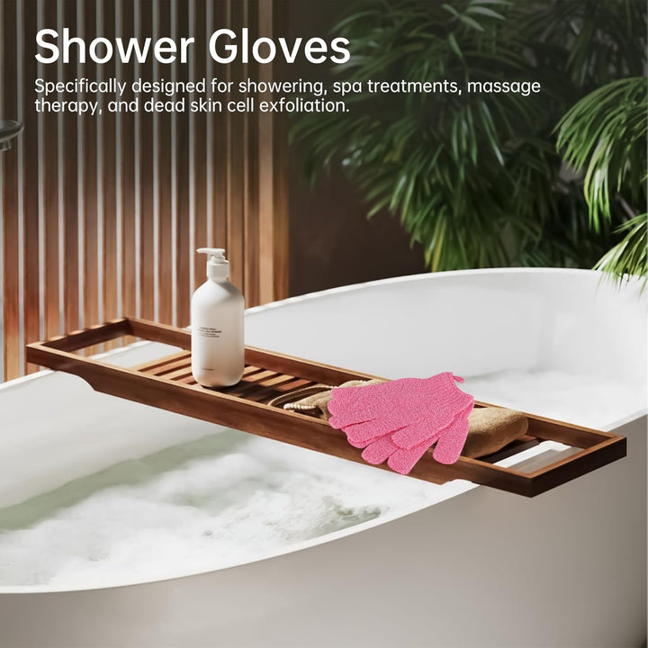 Exfoliating Gloves，6Pcs Bath and Body Exfoliator Mitts，Bamboo Shower Gloves ，Scrubs Away Ingrown Hair and Dead Skin，For Shower, Spa, Massage and Dead Skin Cell Remover Loofah（Blue+Green+Pink）