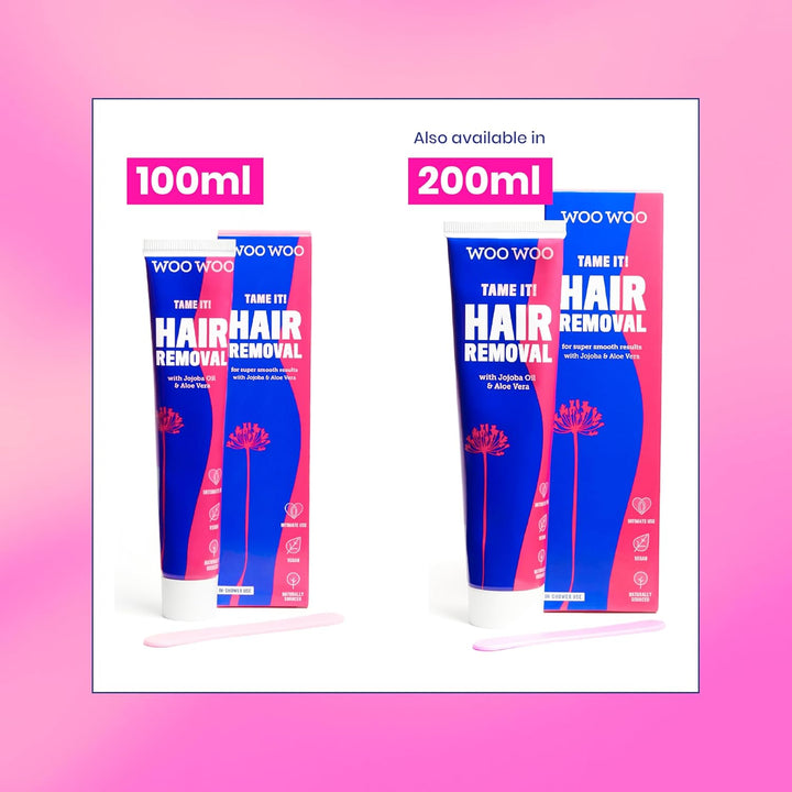 Tame It! Natural Intimate Hair Removal Cream - Painless Vegan Hair Remover for Sensitive Skin - Depilatory for Genitals, Bikini, Legs & Bum - Women In-Shower Cream with Aloe Vera - 100Ml