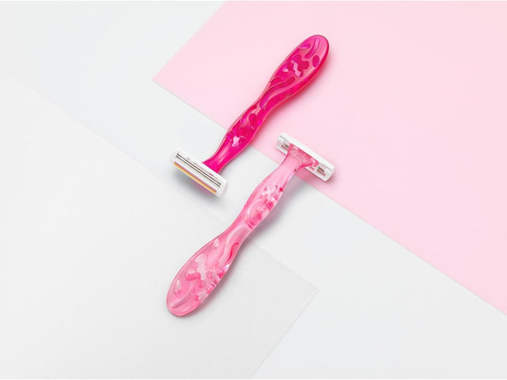 Miss Soleil Colour Collection, Triple Blade Razor for Women, Stainless Steel Blades, with Flower Designed Handles, Pack of 8