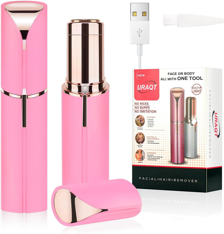 Facial Hair Remover for Women, Painless Face Hair Trimmer, Rechargeable Mini Epilator Lady Shaver Portable Electric Razor for Lips Face Body Peach Fuzz