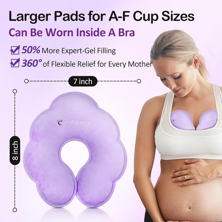 4 Packs Breastfeeding Therapy Pads, Breastfeeding Gel Ice Packs, Larger Dual-Sided Hot & Cold Pads for Nursing Mothers, Reusable Postpartum Essentials for Pain Relief, Mastitis, Engorgement