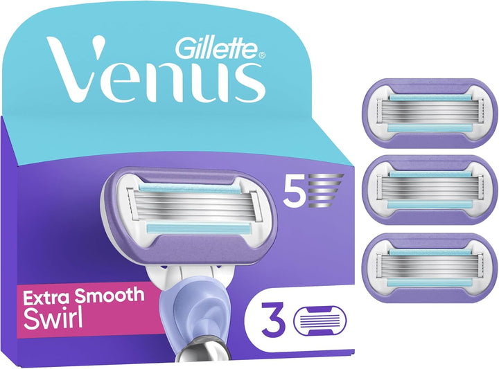 Extra Smooth Swirl Women’S Razor, 3 Refill Razor Cartridges, Pivoting Reusable Handle and Shower Holder