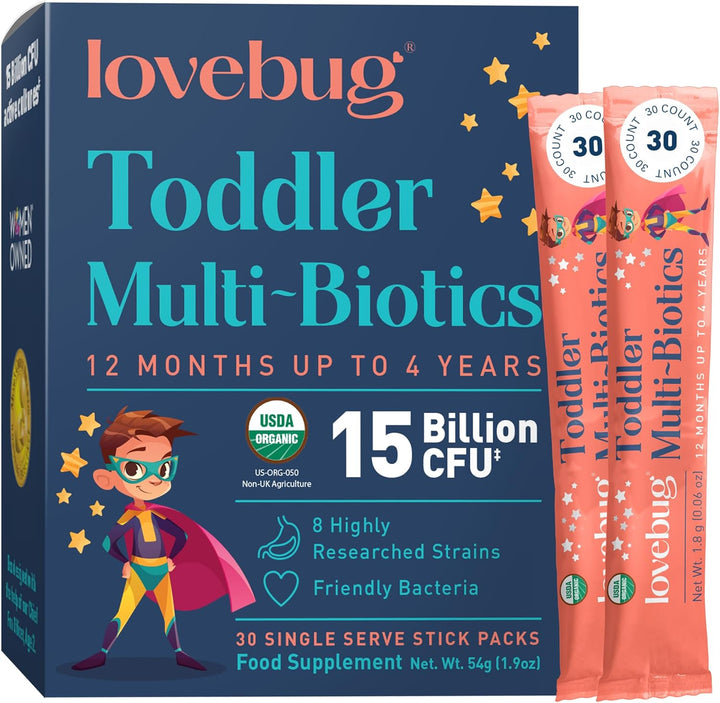 Kids Probiotic Powder - 15 Billion CFU Multi-Strain Formula - Friendly Bio Cultures to Support Gut Health for Children & Toddlers Aged (12 Months to 4 Years) - 30 Unflavoured Sachet Pack