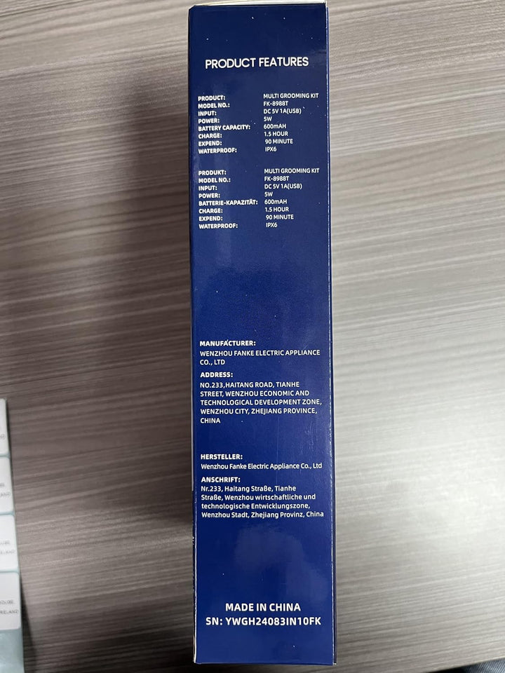 Beard Trimmer Men, Hair Clippers Men, All-In-One Men'S Grooming Kit with Nose and Ear Trimmer, Detail Trimmer, IPX6 Waterproof Professional Cordless Hair Clipper with 4 Limit Combs